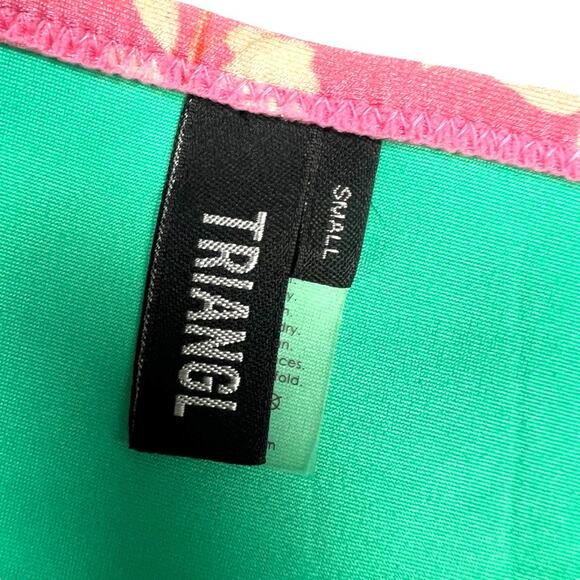 TRIANGL Bikini Bottoms Tropical Print Neoprene Pink Green Swimsuit Women's Small - Picture 3 of 8